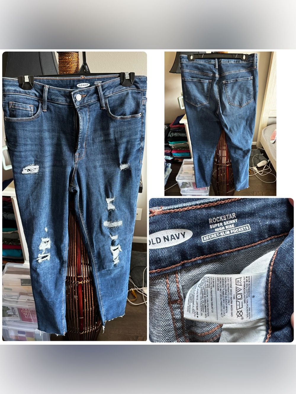Old Navy Rockstar Super Skinny Jeans in Distressed Dark Wash